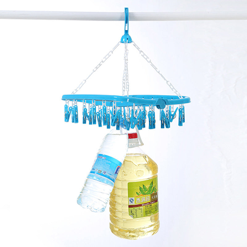 32Clip Portable Socks Cloth Hanger Rack Clothespin Multifunctional Drying RackSock Holder