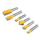 3pcs 1/4 Inch Shank Lettering and Sign Making V-Groove or Round Nose Router Bit Set