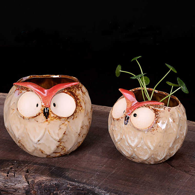 Garden Home Flower Pot Owl Ceramic Crafts Decoration Planter 4.7 Inch Succulent Plants Pot