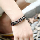 Punk Leather Bracelets Woven Wax Rope Retro Winding Multilayer Gift Bracelet for Men