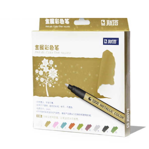 STA 8151 Metal Mark Pen DIY Album Graffiti Black Card Paint Highlight Marker Pen For Office And School Supplies