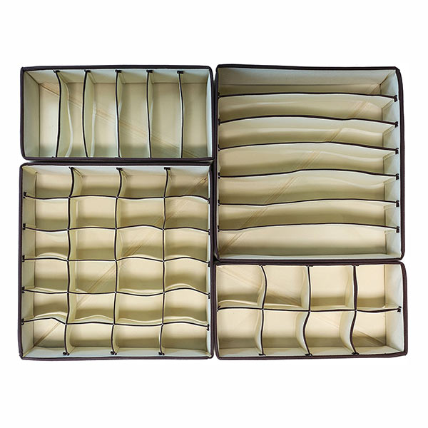 Honana HN-B52 4pcs Closet Underwear Organizer Non Woven Bra Underwear Socks Drawer Storage Boxes