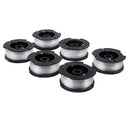 6Pcs Weed Eater String Replacement Spool Line +1pc Trimmer Cap & Spring For Black For Decker Lawnmower