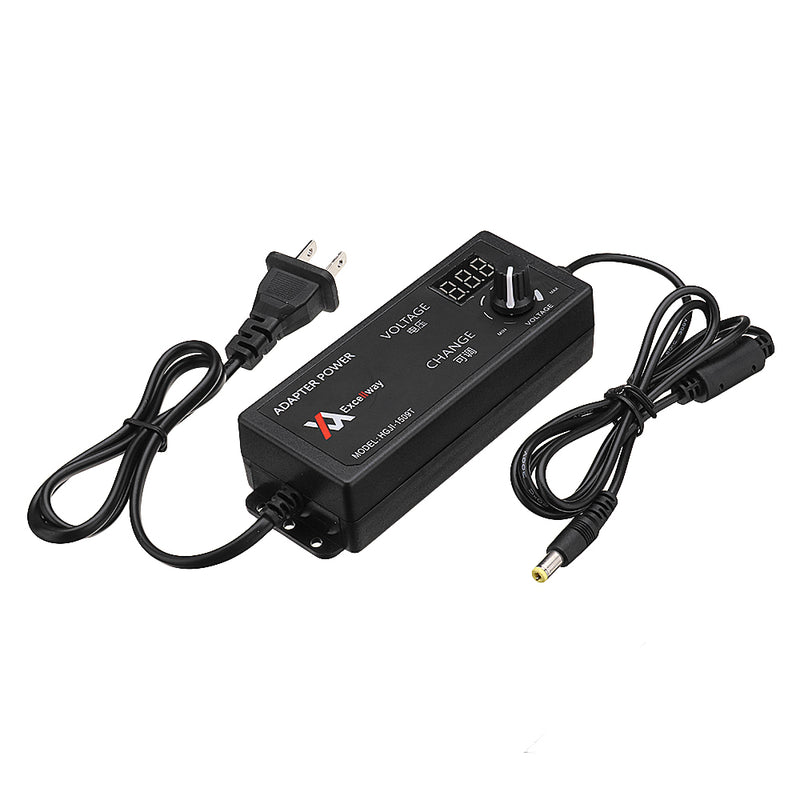 Excellway 4-24V 2.5A 60W AC/DC Adjustable Power Adapter Supply US Plug Speed Control Volt Display