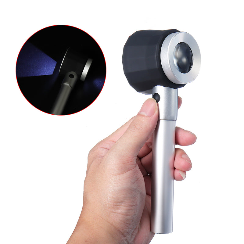 Hand Held 45x Magnifying Glass Magnifier Loupe with Scale 3 Lights for Jewellery