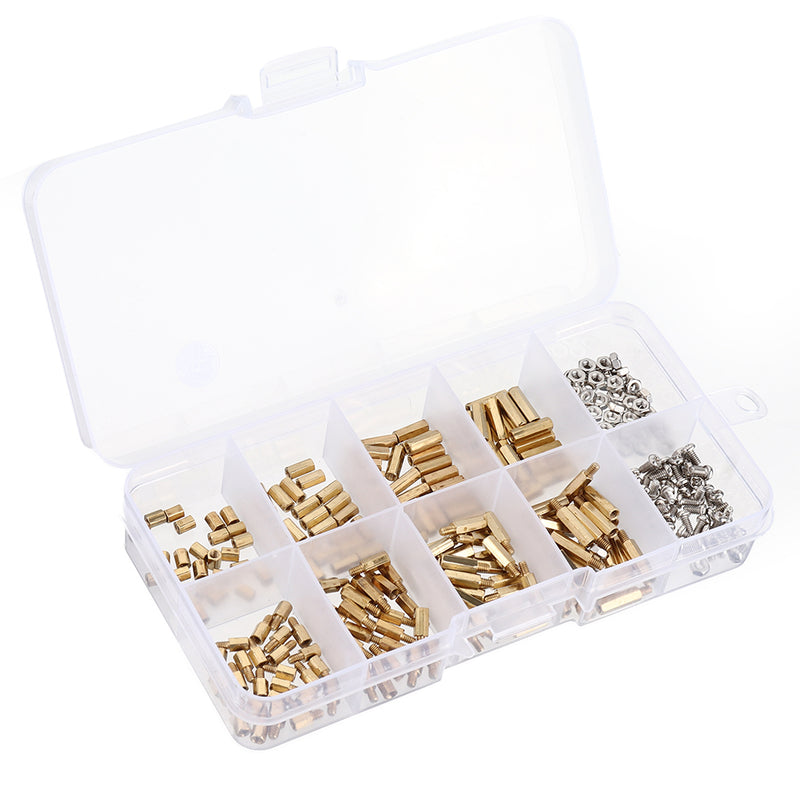 Suleve M2BH2 300Pcs M2 Male-Female Brass Hex Column Standoff Support Spacer Pillar Stainless Steel Screws Nuts for PCB Board