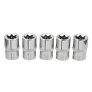 5pcs 3/8 Inch Driver Socket Set E Star Socket Metalworking Household Wrench Sockets