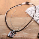 Retro Leather Cross Pendant Necklace Exotic Country Style Necklace For Men