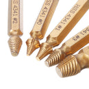 Drillpro 5pcs Double Side Damaged Screw Bolt Extractor Drill Bits Gold Oxide Edition Stripped Screw Removers