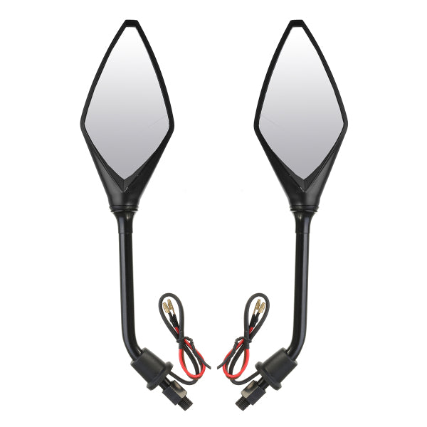 8mm 10mm Pair Motorcycle Rear View Mirrors Side Wind 12V LED Indicator Light Turn Signal