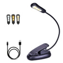 Flexible 5 LED Clip on Reading Light USB Rechargeable Dimmable Table Night Book Lamp