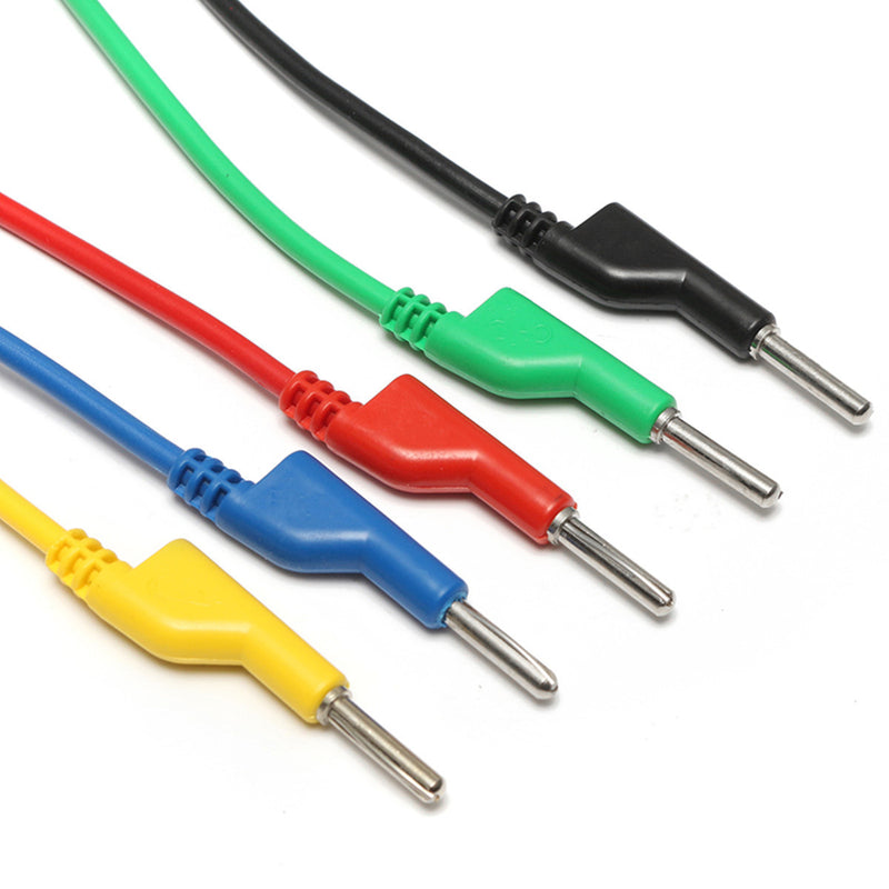 DANIU 5Pcs 5 Colors Silicone Banana to Banana Plugs Test Probe Leads Cable