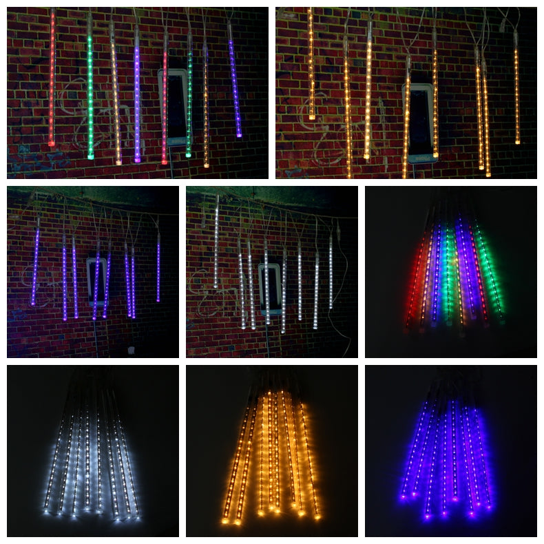 Outdoor 30cm USB LED Meteor Shower Rain 8 Tubes Xmas Light with US Plug