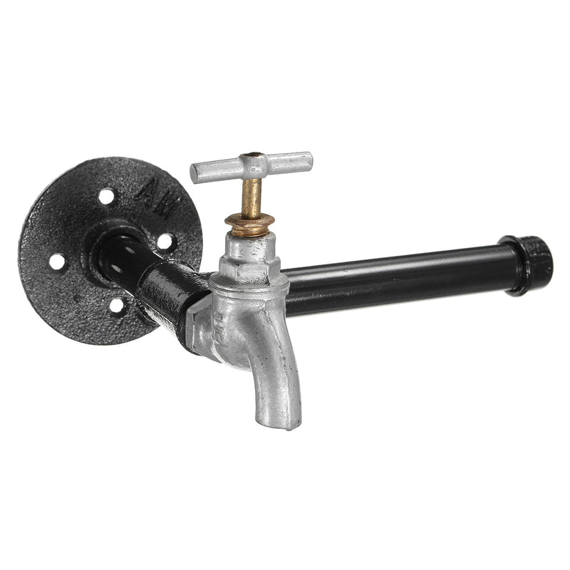 Industrial Iron Pipe Toilet Paper Tissue Roll Holder Faucet Style Rustic Wall Mounted Paper Holder