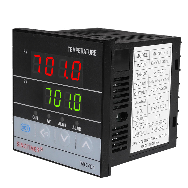 MC701 Universal Input Digital PID Thermostat Instrument SSR Relay Output for Heat Cool with  Alarm