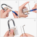 18 Locksmith Tools Practice Transparent Lock Kit With Broken Key Extractor Wrench Tool Removing Hooks Hardware Lock Picks