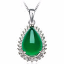 925 Silver Waterdrop Chalcedony Zircon Necklace Pendant