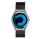 SANDA P1026 Creative Real-time Pattern Dial Leather Mesh Belt Strap Men Quartz Watch