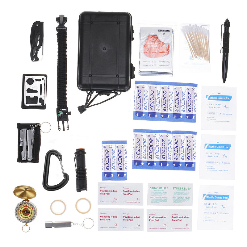 66 in 1 SOS Kit Outdoor Emergency Equipment Box Camping Survival Gear Tools Kit