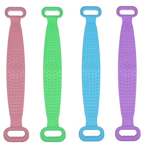 Silicone Back Scrubber Exfoliating Loofah Bath Shower Towel Spa Skin Body Brush Strap