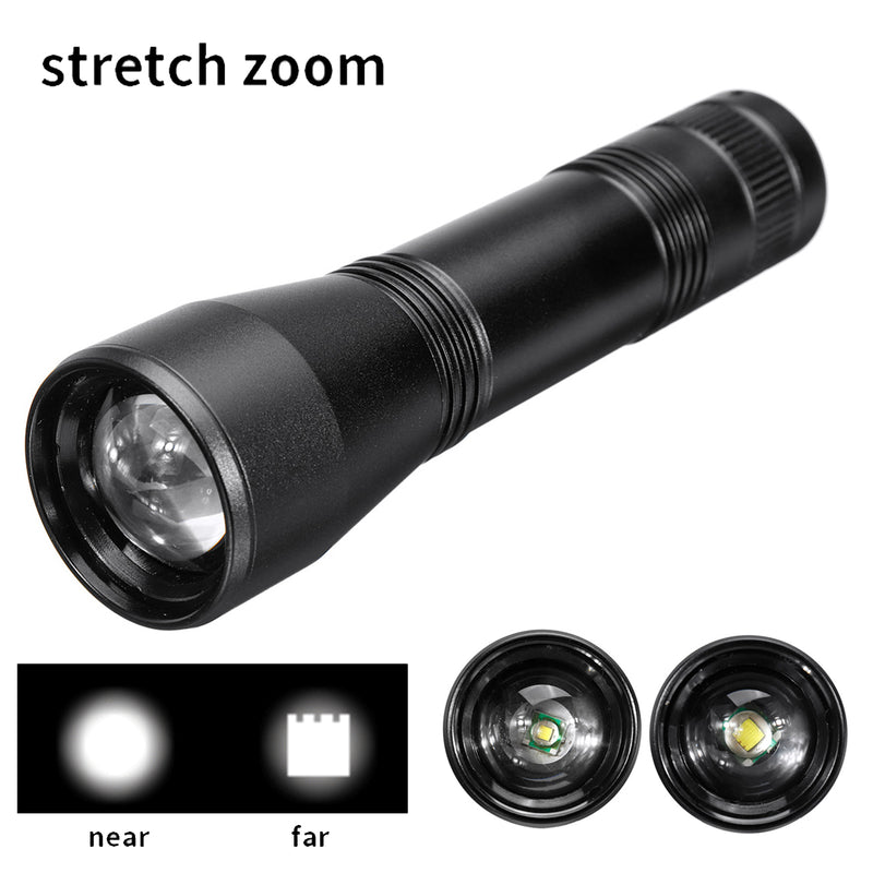 T6 Portable Black Tactical Military LED Flashlight Torch Zoom-able Work