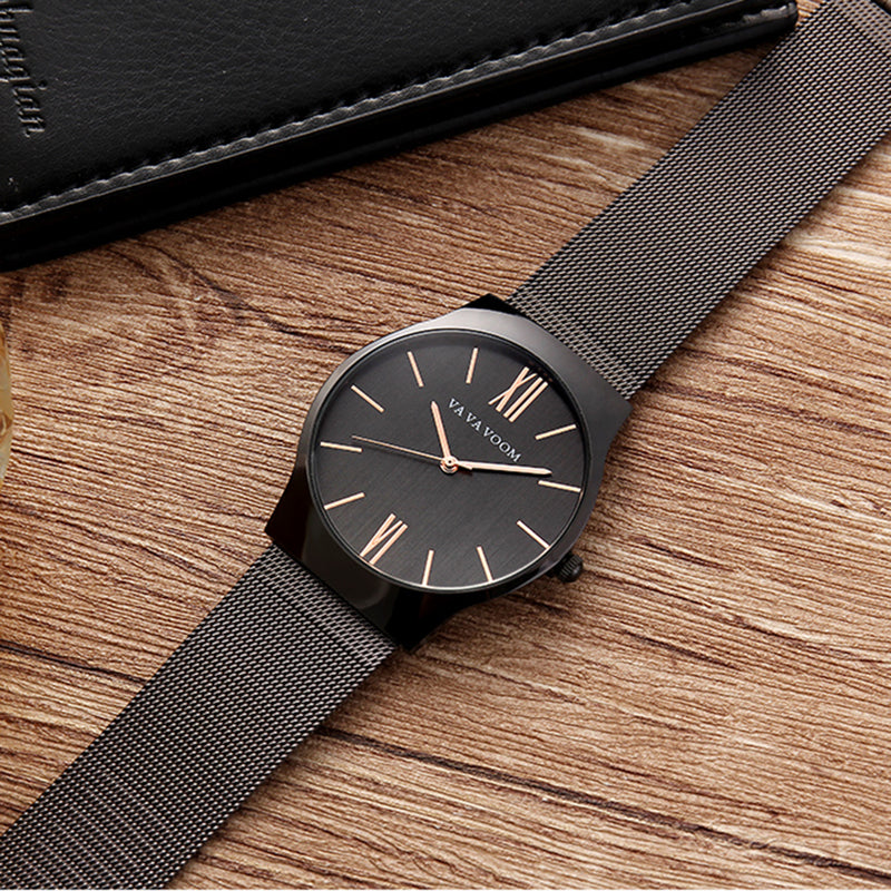 VA VA VOOM 8001 Men Business Quartz Watch Stainless Steel Strap Big Casual Dial Watch