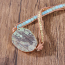 Bohemian Stone Crystal Bangle Healing Bead Pendant Chain Bracelet Jewelry Unisex