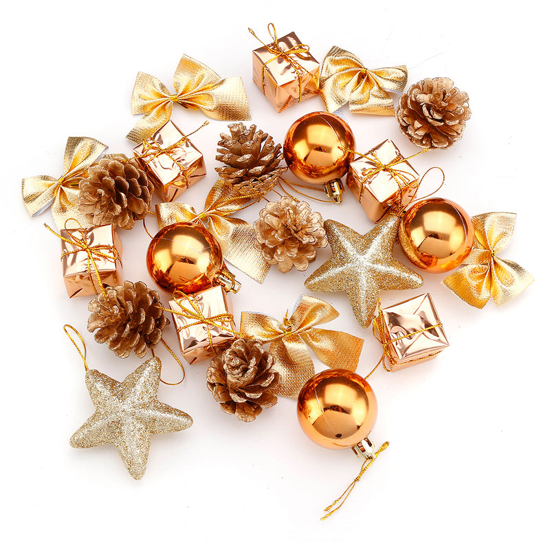 24PCS Gold Glitter Balls Christmas Baubles XMAS Tree Hanging Ornament Decorations