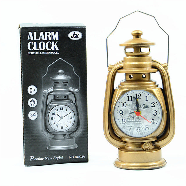 New Creative Retro Table Oil Lamp Alarm Clock Clock Desktop Clock Small Alarm Clock