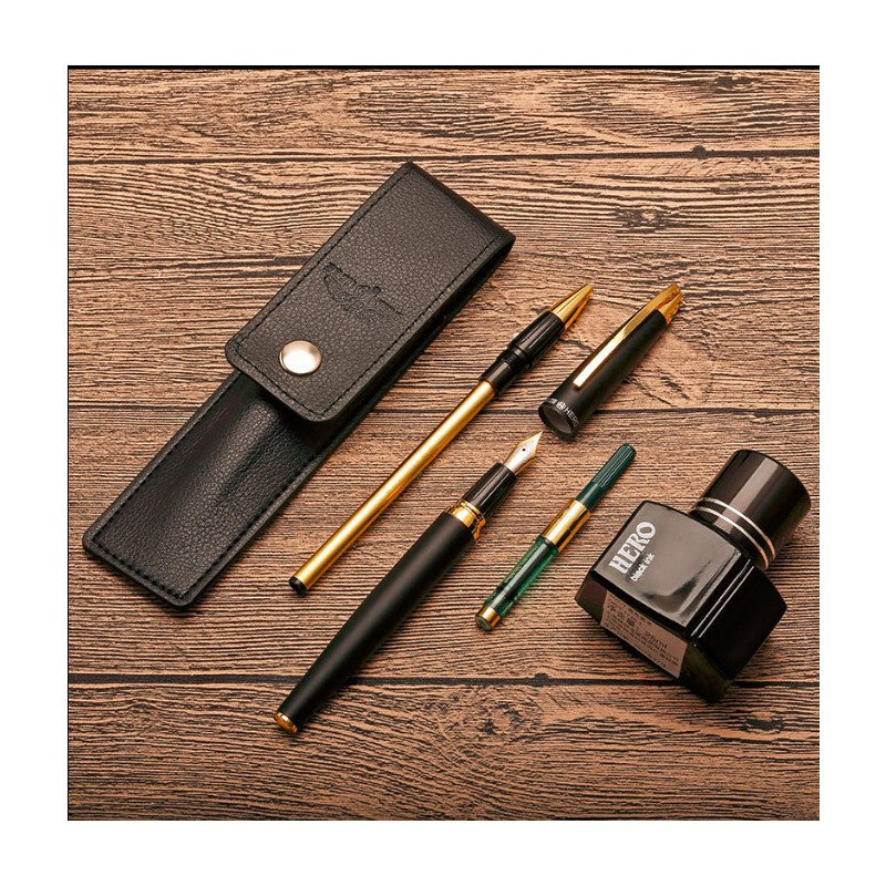 Hero 7088 Luxurious Business Fountain Pen Set 0.5mm Fine Nib Metal Writing Signing Pen Office School Stationery Supplies Gifts for Friends Families