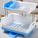 Double Layer Dish Drying Storage Drain Rack Kitchen Shelf Tableware Holder