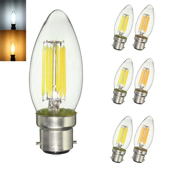 Dimmable B22 C35 6W COB Pure White Warm White Edison Retro Light Lamp Bulb AC220V