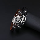 Fashion Stainless Steel Eagle Charm Genuine Leather Bracelet Men Jewelry