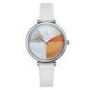 SHENGKE SK K0109 Fashion Color Segmentation Ladies Casual Dial Leather Band Women Quartz Watch