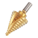 Drillpro 6pcs 1/8 to 1-3/8 Inch Upgrade Step Drill Titanium Spiral Grooved Step Drill Bit Set with Automatic Center Punch and Aluminum Case