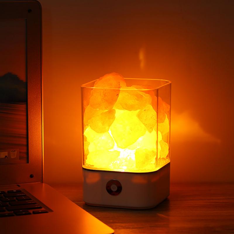 USB Power Supply Natural Himalayan Salt Lamp Unique Crystal Salts Night Light Home Bedroom Lighting