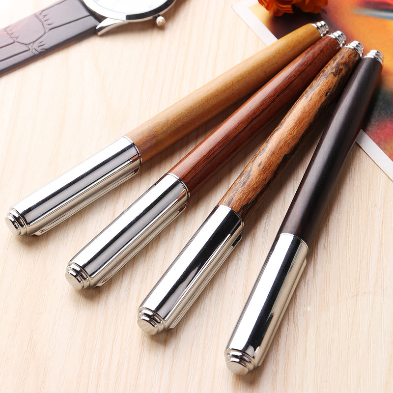 Handmade Nature Wood Barrel China Fountain Pen Extra Fine Nib 0.38mm Writing Pen