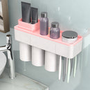 Automatic 1/2/3Cup Magnetic Toothbrush Holder Cups Wall Mount Stand Bathroom Tools No Punching