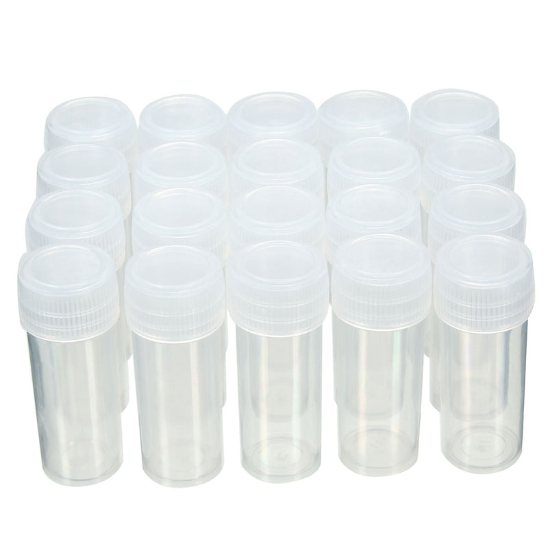 20Pcs 5ml Chemistry Plastic Test Tube Vials with Seal Caps Pack Container