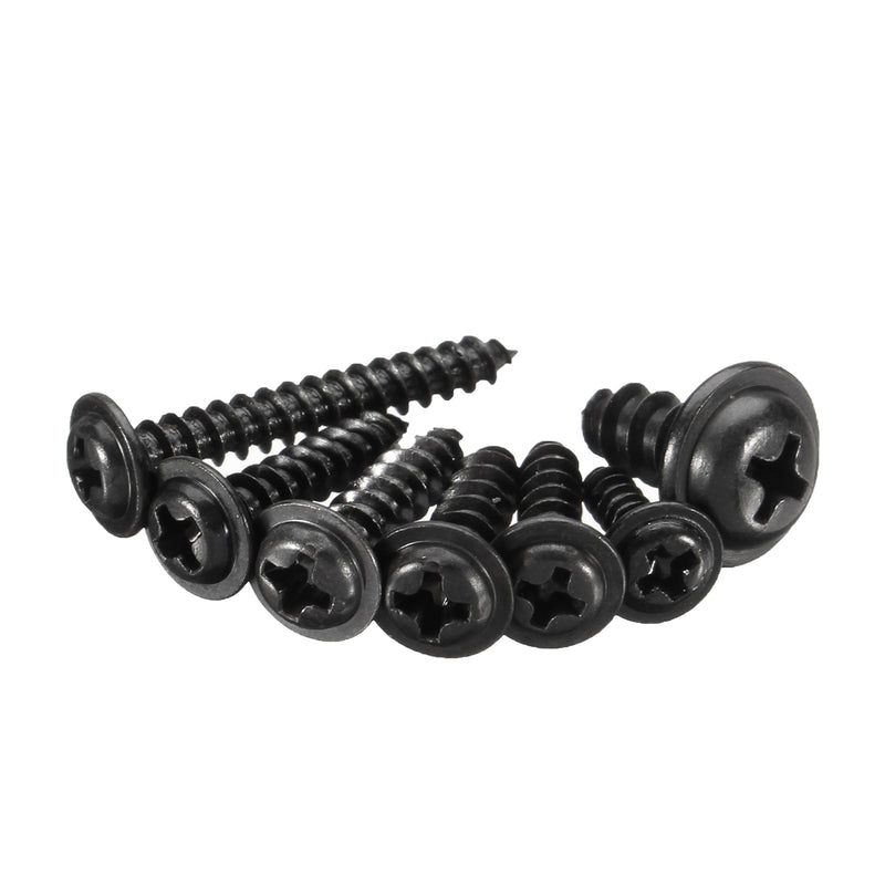 340Pcs Carbon Steel Phillips Wafer Head Flange Self Tapping Screw Black Assortment Kit