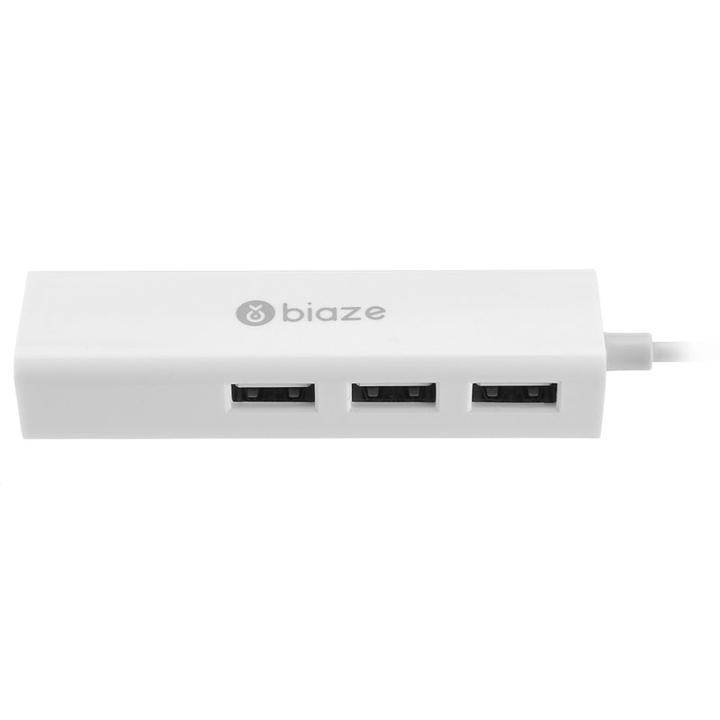 BIAZE ZH5 USB 2.0 to 3-Port USB 2.0 + 1000Mbps Gigabit RJ45 Ethernet OTG Hub Adapter