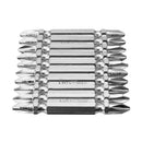 10pcs 65mm PH2 S2 Alloy Steel Magnetic Double Head Electric Screwdriver Bit Set