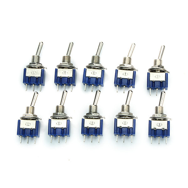 Wendao MTS-103 AC 125V 6A 3 Pins Toggle rocker Switch ON/OFF/ON SPDT 10pcs