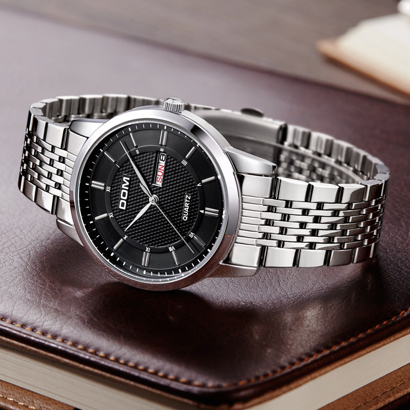DOM M-11D Casual Super Slim Men Watch 3ATM Waterproof Date Week Display Quartz Watch