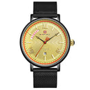 NAVIFORCE 3006 Waterproof Calendar Quartz Watch Mesh Steel Business Style Men Wrist Watch