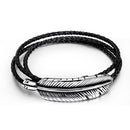 Titanium Steel Men's Feather Multi-layer Stainless Steel Braided Leather Bracelet