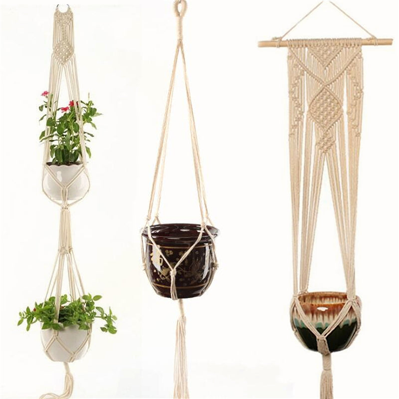 Flower Pot Holder Macrame Plant Hanger Hanging Planter Basket Jute Braided Rope Decorations