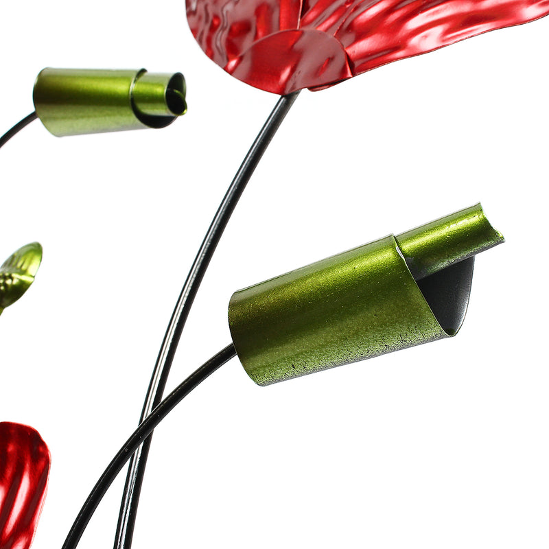 Red Flower Aqua Abstract Metal Wall Art Ornament Sculpture Hanging Wall Decor Three-Dimensional Iron Wall Decorations