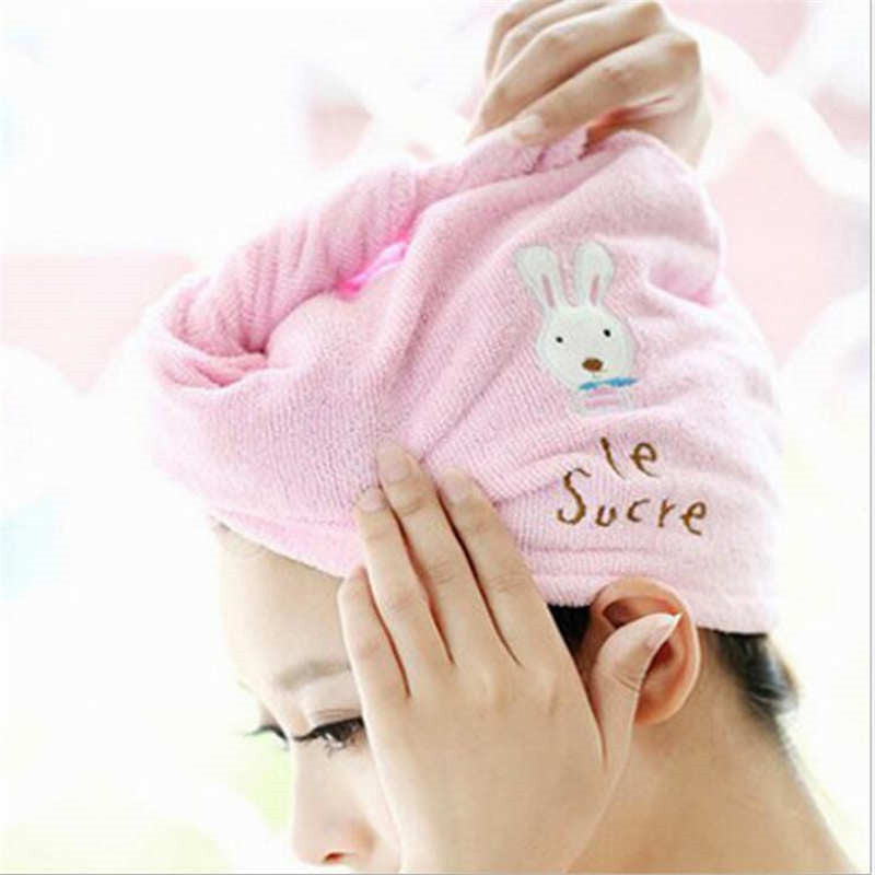 Cute Soft Hair Towel Dry Hair Hat Microfiber Solid Quickly Women Girls Ladies Cap