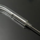4Pcs 5mm Reusable Clear Bent Glass Drinking Straws Water Juice Straws with Cleaning Brush